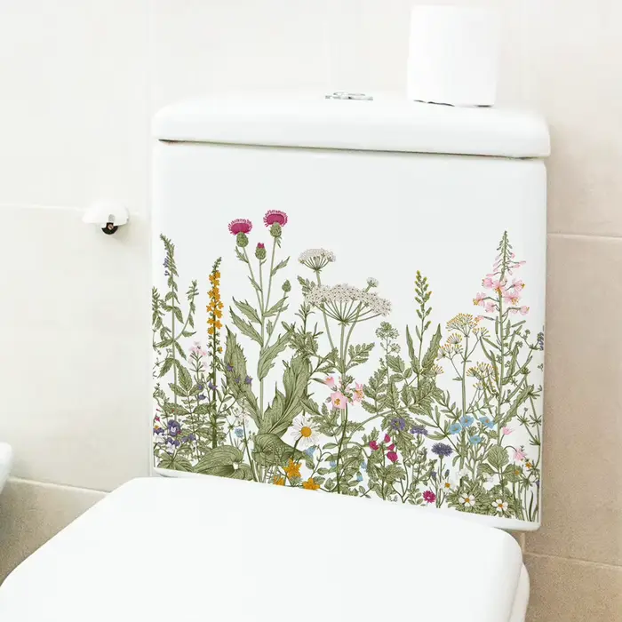 Autocollant mural de plantes vertes variées et fleurs
