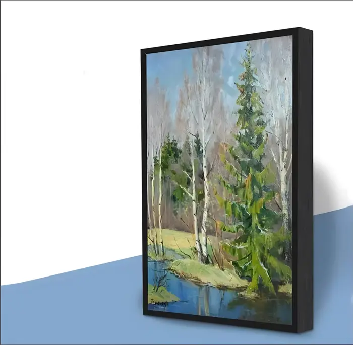 Cadre métallique en alliage d'aluminium, noir, or, couleur bois, couleur bois foncé, toile, peinture à l'huile décorative moderne, cadre photo sur toile
