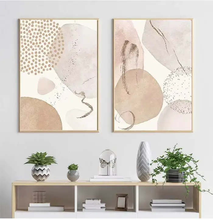 Affiche abstraite bohème géométrique Beige