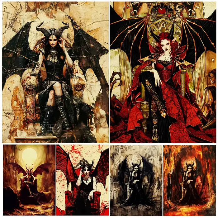 La sorcière Lilith assise sur le trône SAFArt affiche impression