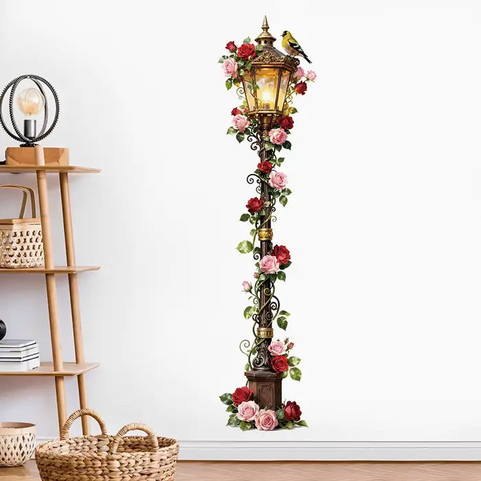 Autocollants muraux vintage en forme de lampadaire