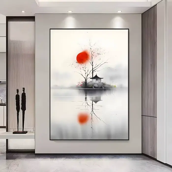 Affiche de peinture à l'encre de paysage Simple, affiches HD auto-adhésives imperméables idéales pou