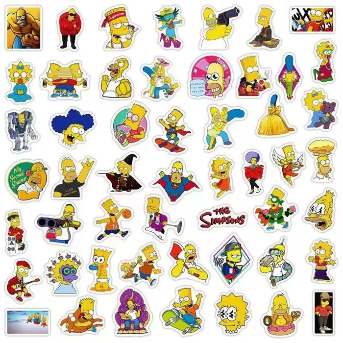 50 autocollants de dessin animé The Simpsons Hommor