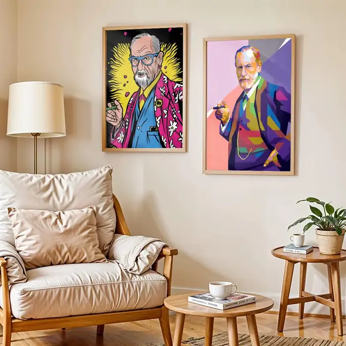 Affiche de psychanalyse de Sigmund Freud, autocollants muraux d'art modernes auto-adhésifs pour chambre à coucher et salon, décoration de la maison, excellente idée de cadeau