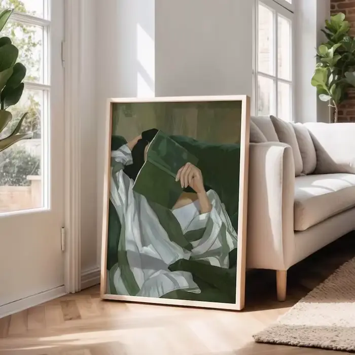 Affiche de femme relaxante vert émeraude