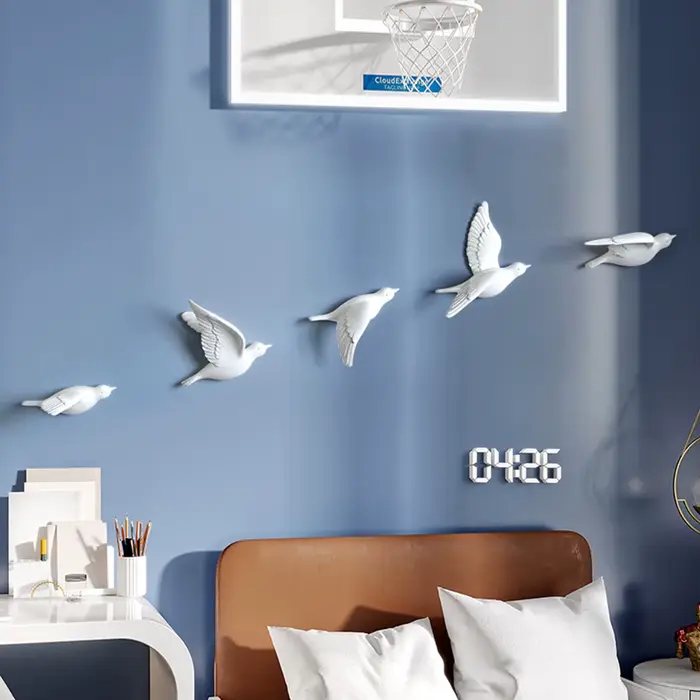 Autocollants muraux créatifs d'oiseaux en résine 3d