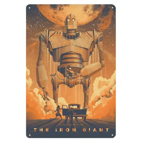 Affiche métallique du film Le Géant de Fer, plaque de collection