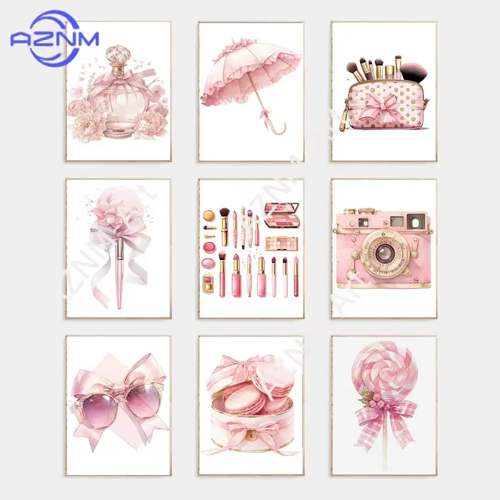 Affiche d'art sur toile rose