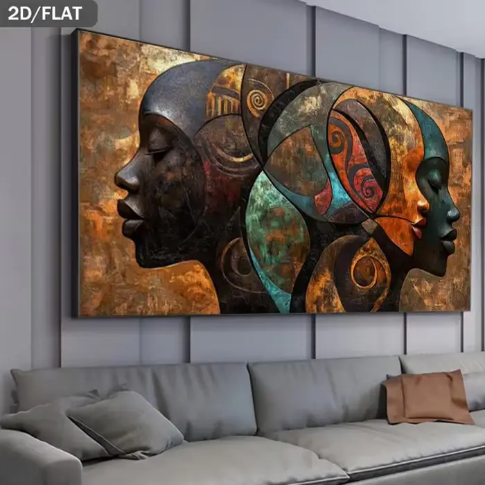 1 pièce Art mural abstrait moderne - Peinture sur toile sans cadre - Convient pour le salon et la chambre - Couleurs riches - Visage en relief - Nouveau