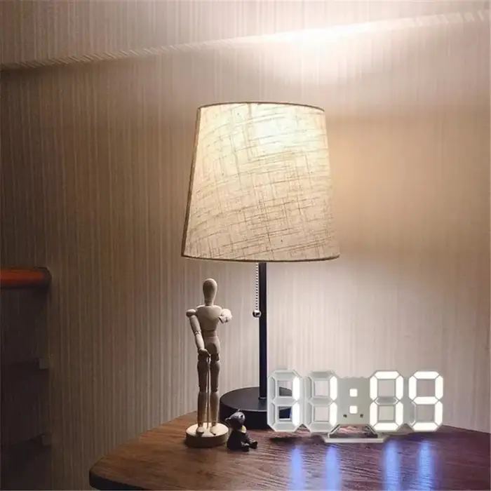Horloge murale numérique LED 3D avec affichage lumineux