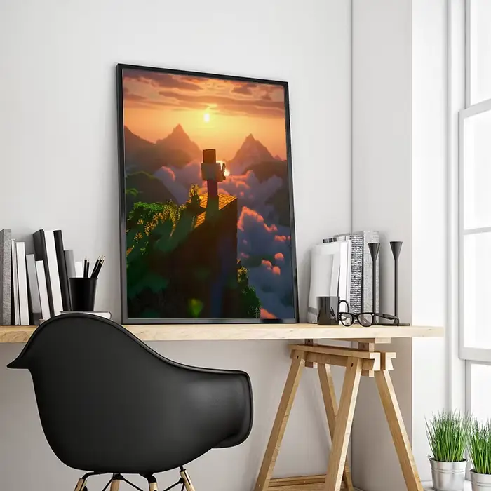 Bloc Pixel monde jeu vidéo paysage Style toile affiche peinture impression mur Art photo pour salon décor à la maison Cuadros