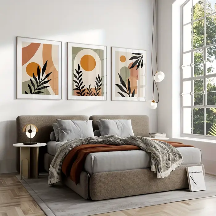 Affiche d'art de feuille bohème Orange