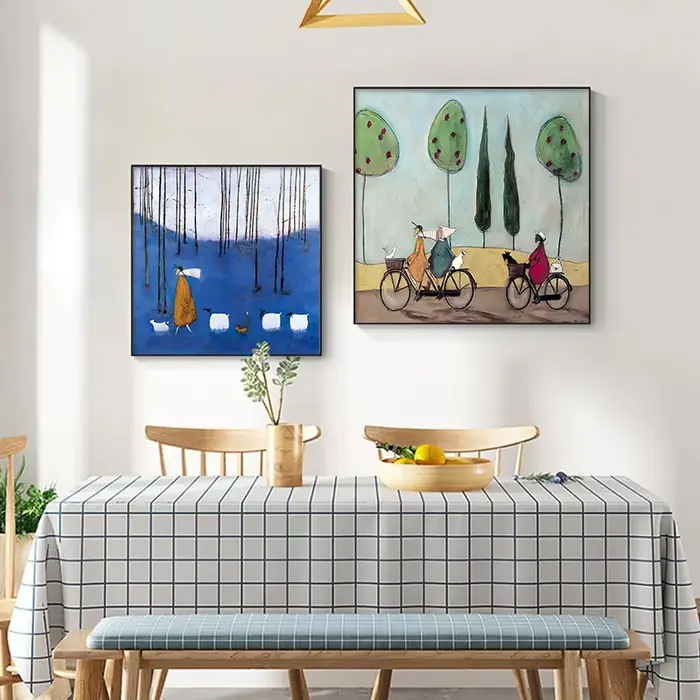 Affiche minimaliste de paysage scandinave coloré Vintage