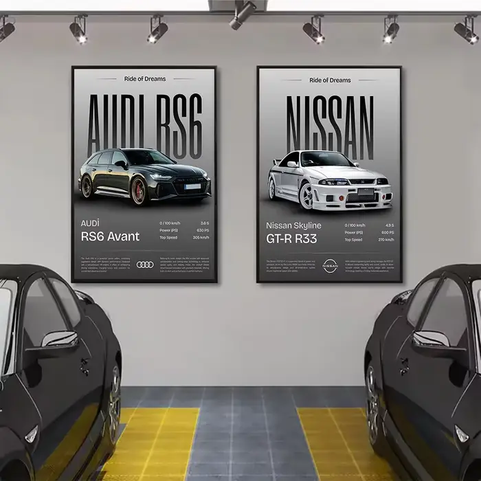 Minimaliste classique 2025 luxe Supercar JDM voiture de sport Auto affiche toile peinture mur Art photos maison Garage bureau décor