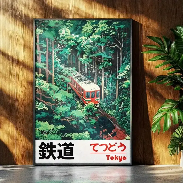 Affiche murale imprimée sur toile de paysage japonais Vintage