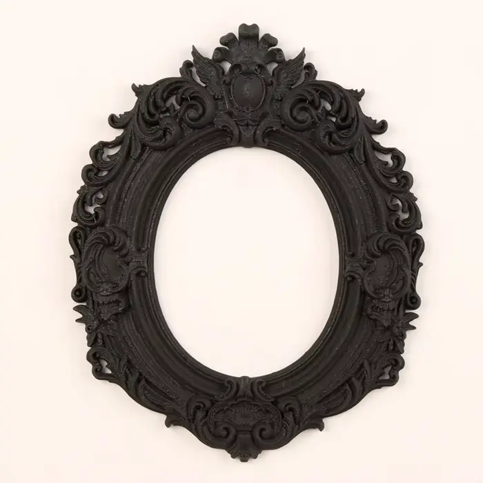 Cadre photo ovale sculpté gothique sombre transfrontalier pour décoration murale rétro à domicile