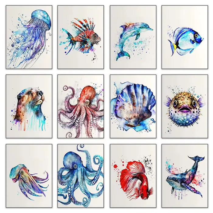 Affiche murale en forme d'animal de mer