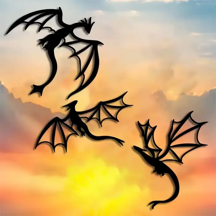 Art mural en métal de dragon