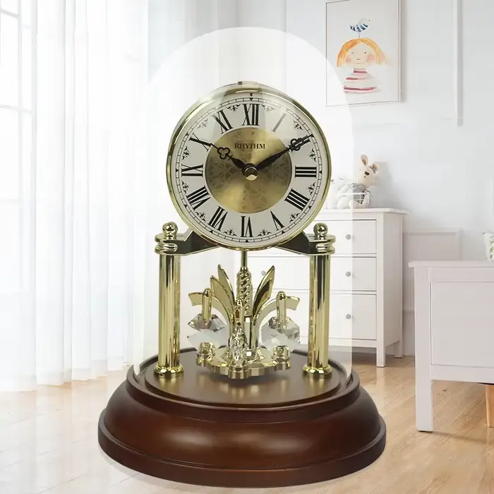 Horloge de Table rotative en or