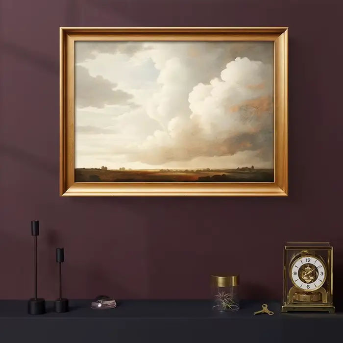 Affiche Vintage nuage et oiseaux