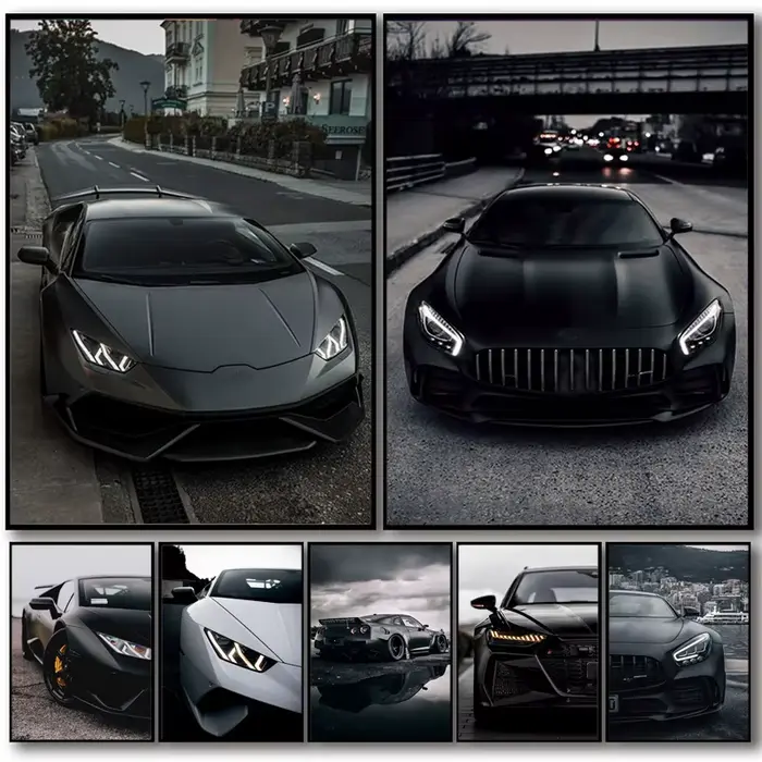 Affiche de voiture de sport de Style industriel noir