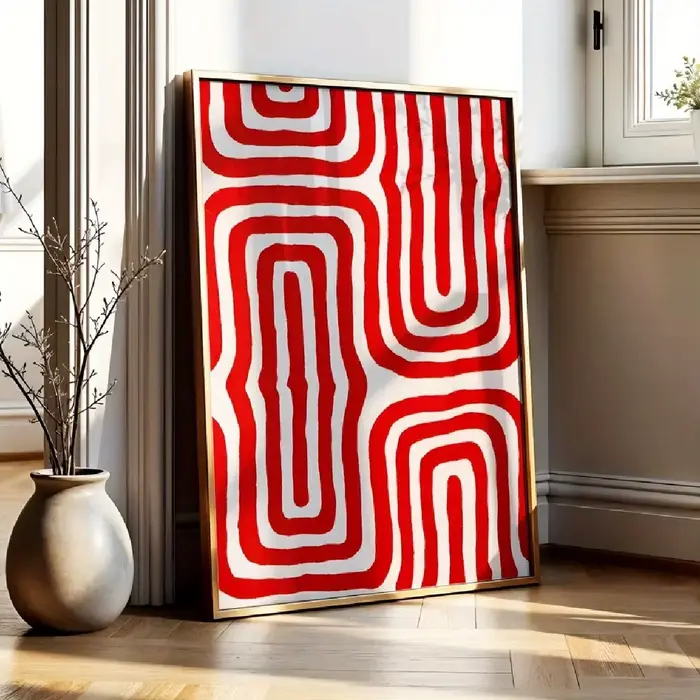 Impression sur toile de peinture murale au design géométrique rouge
