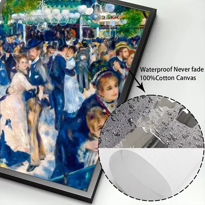 Auguste Renoir et Claude Monet Portrait œuvres d'art imprime affiches toile peintures danse à Le Moulin mur Art photo décor à la maison
