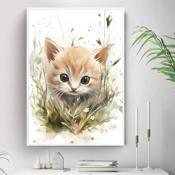 Affiches d'herbe de bébé animaux mignons dans le terrain
