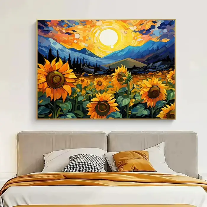 Affiche abstraite de champ de tournesol de Van Gogh