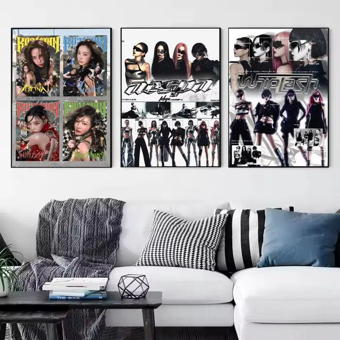 Affiche célèbre du groupe Kpop A-Aespa, impressions d'art mural minimalistes modernes pour chambre à coucher, salon, décoration intérieure, cadeau