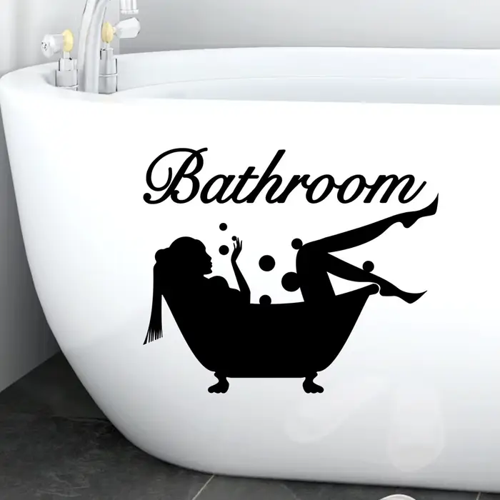Autocollant Mural en vinyle pour salle de bain avec lettres amovibles
