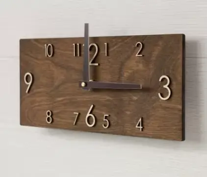 Rétro créatif rectangulaire en bois horloge murale maison salon bureau décoration montre
