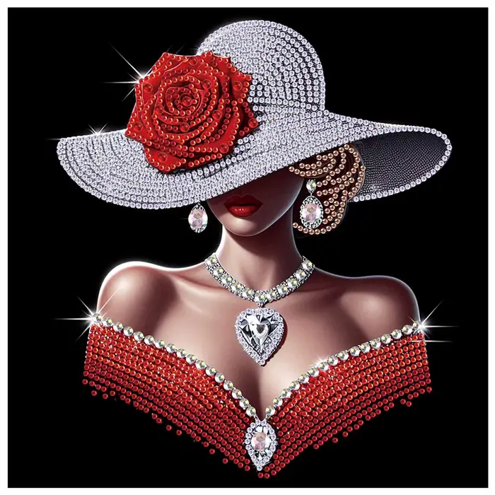 Kits de peinture d'art de diamant pour adultes, Kits d'art de diamant de forme spéciale de dame élég