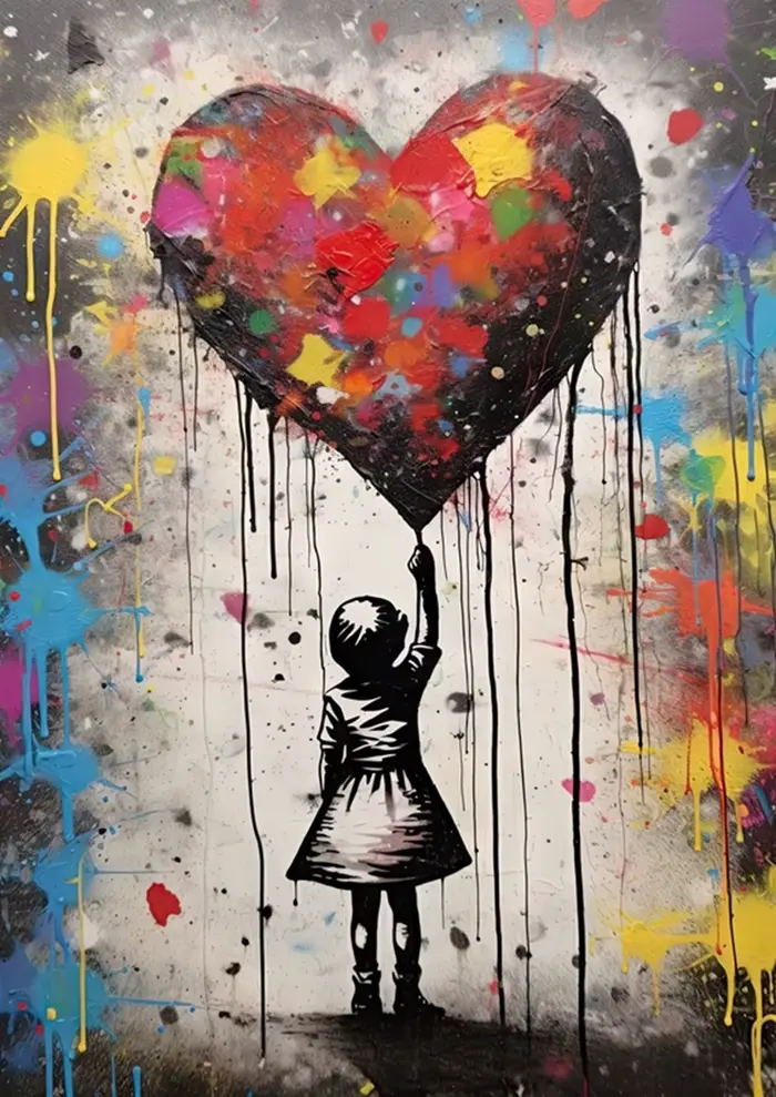 Pop Street Graffiti Art mural Banksy garçon fille avec ballon sur toile affiches et imprimés peintur