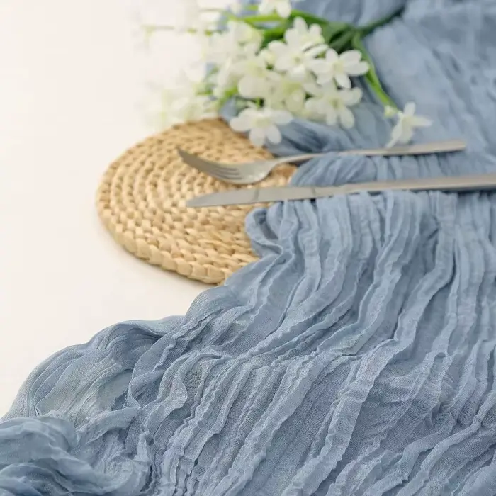 Nappe de table en gaze de coton de luxe semi-transparente couleur unie, style vintage, pour banquets