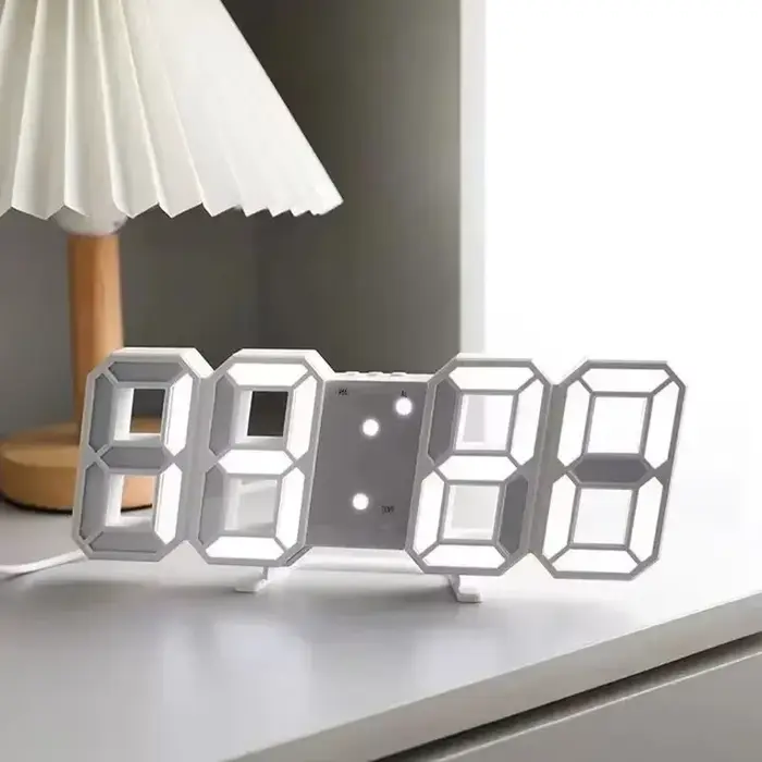 Table 3D LED réveil Date/température pour la maison cuisine bureaux horloge décoration jardin horloges
