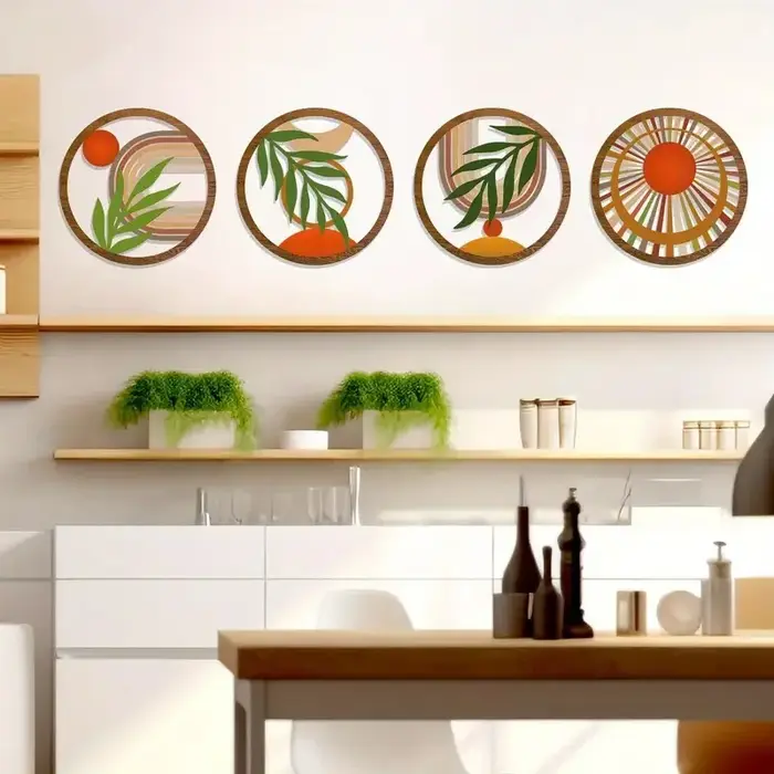 Décorations murales bohème en bois, 4 pièces, Design creux suspendu pour salon, chambre à coucher, c