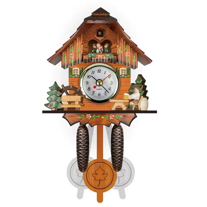 Pendule murale en bois vintage pour enfants, horloges coucou, oiseau, rétro, 3D, décor tendance, for
