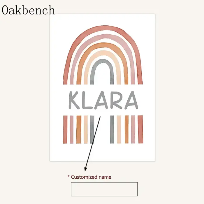 Affiche en Toile Arc-en-ciel Personnalisée avec Nom