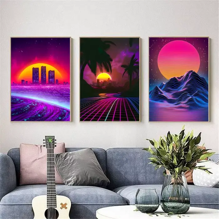 Affiche néon Retrowave Synthwave