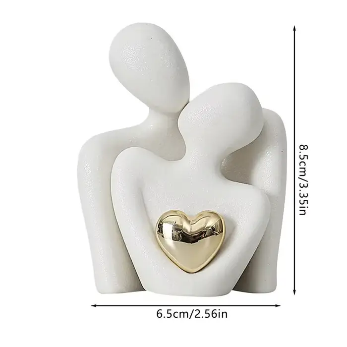 Sculpture de Couple Romantique Abstraite en Céramique