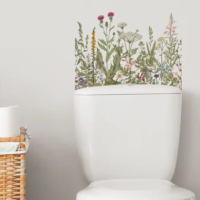 Autocollant mural de plantes vertes variées et fleurs