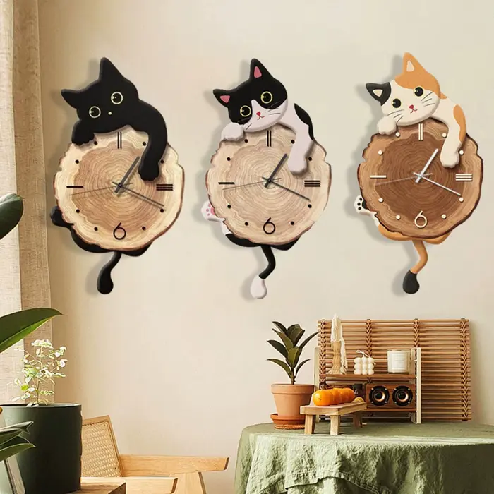 Horloge murale chat Animal avec queue pivotante