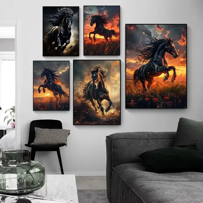 Affiches de photographie de cheval de course de prairie de faune moderne