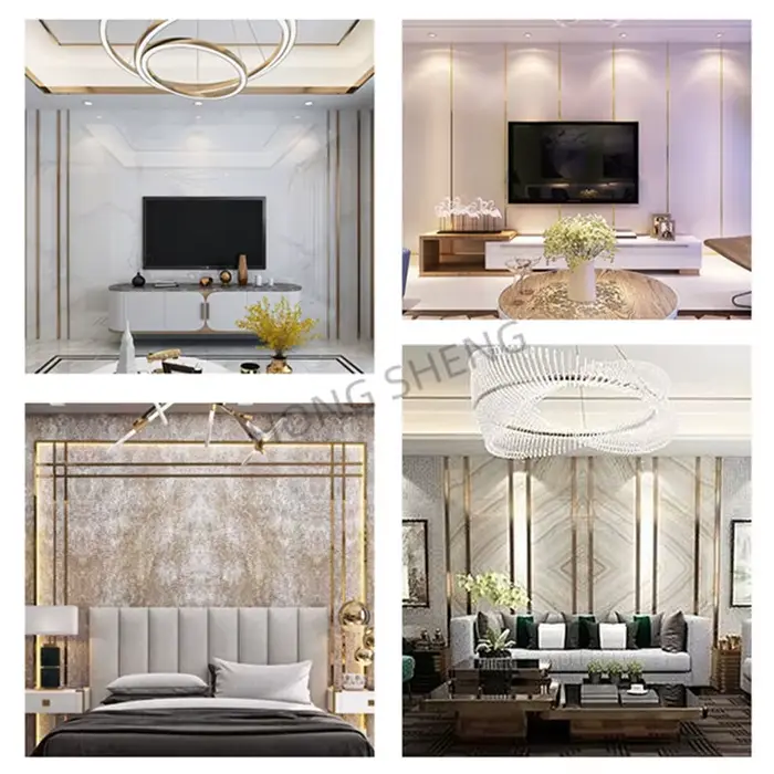 Autocollant mural auto-adhésif pour meubles, ligne décorative plate en acier inoxydable 3M, bande de