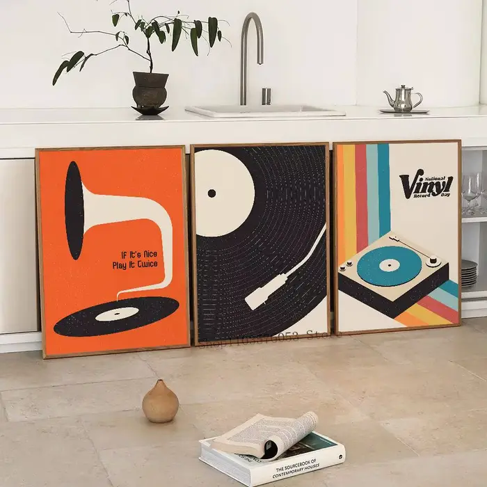 Affiche de disque vinyle de musique rétro