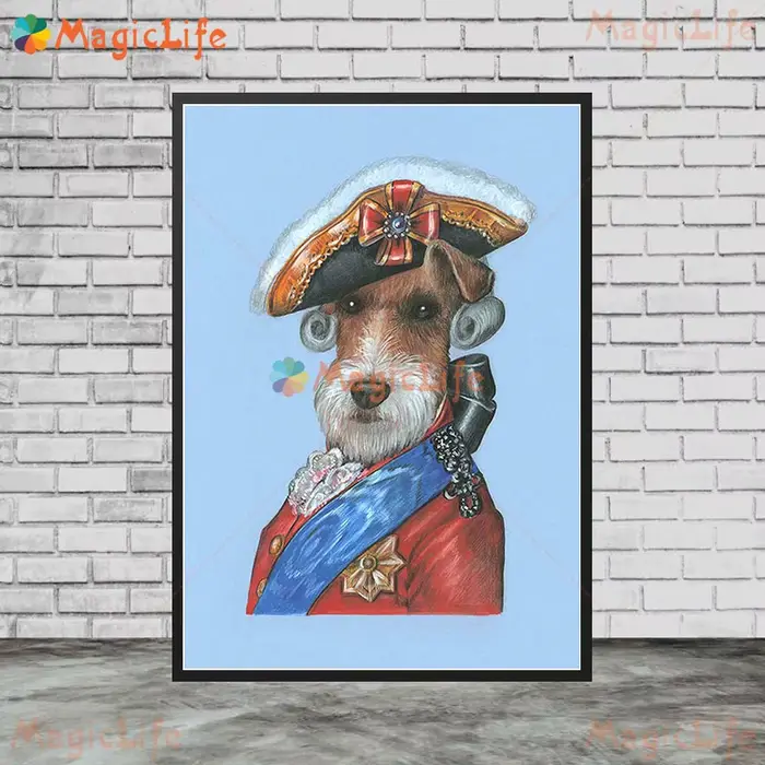 Dessin animé drôle chien habiller Portrait animaux affiches photos murales pour salon nordique affiche mur Art toile peinture sans cadre