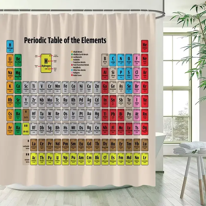 Tableau périodique des éléments pour rideaux de douche
