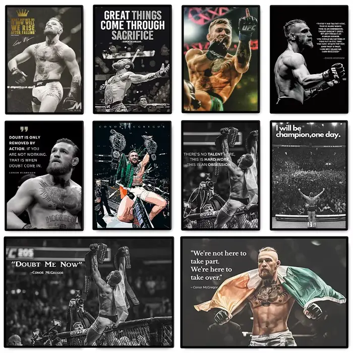 Conor McGregor – affiche de Boxer professionnelle, citation de motivation, peinture sur toile, Art Mural pour salle de sport, salon, décoration murale de maison