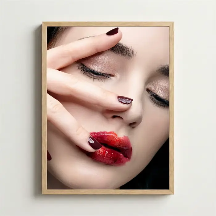 Affiche d'art moderne de style nordique pour salons de beauté et de manucure — Nail art et maquillage élégants pour une belle fille — Toile décorative pour la maison